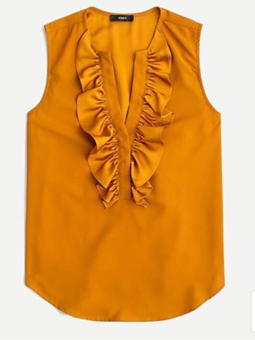 NWOT J. Crew Mustard Ruffle V-Neck Sleeveless Top Size Large